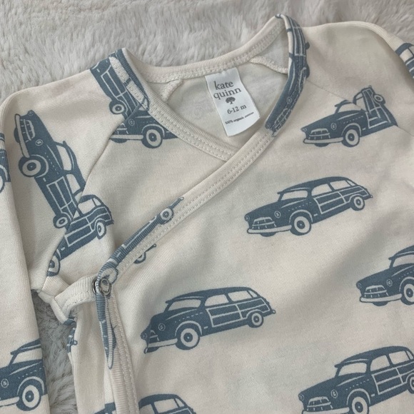 Kate Quinn Blue Camp Car Station Wagon Kimono Onesie Size 6-12 Months - Picture 6 of 6